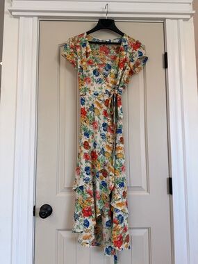 Floral Wrap Maxi Dress in Multi-Color